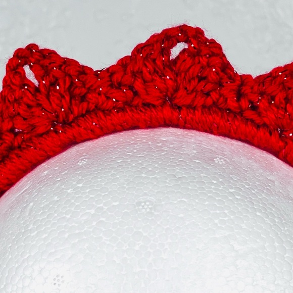 Red Crochet Crown Headband - Picture 2 of 5